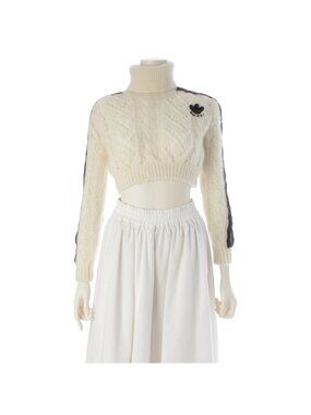 Gucci Adidas Mohair Sideline High Neck Sweater Knit Top White Xxs